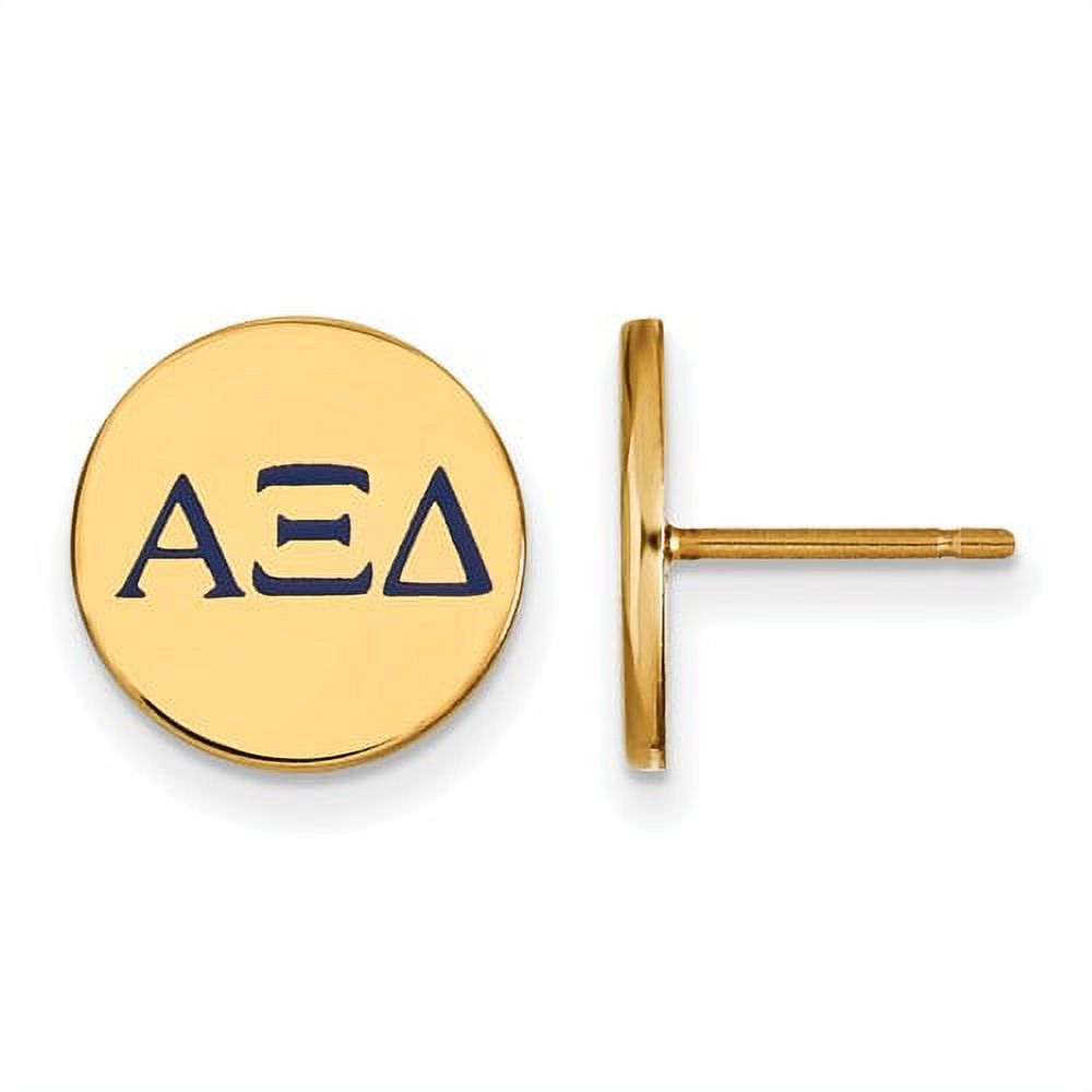 Sterling Silver w/ 14K Yellow Gold-Plated Official Licensed Greek Sororities Alpha Xi Delta (???) Enameled Post Earrings