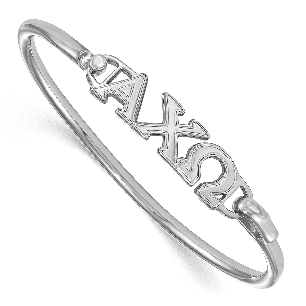 Sterling Silver Official Licensed Greek Sororities 7in Alpha Chi Omega (???) Small Hook and Clasp Bangle
