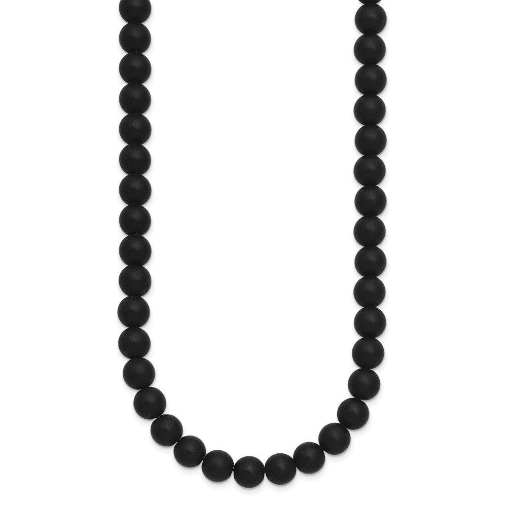Stainless Steel Brushed Black Agate Antiqued Clasp 27in Necklace