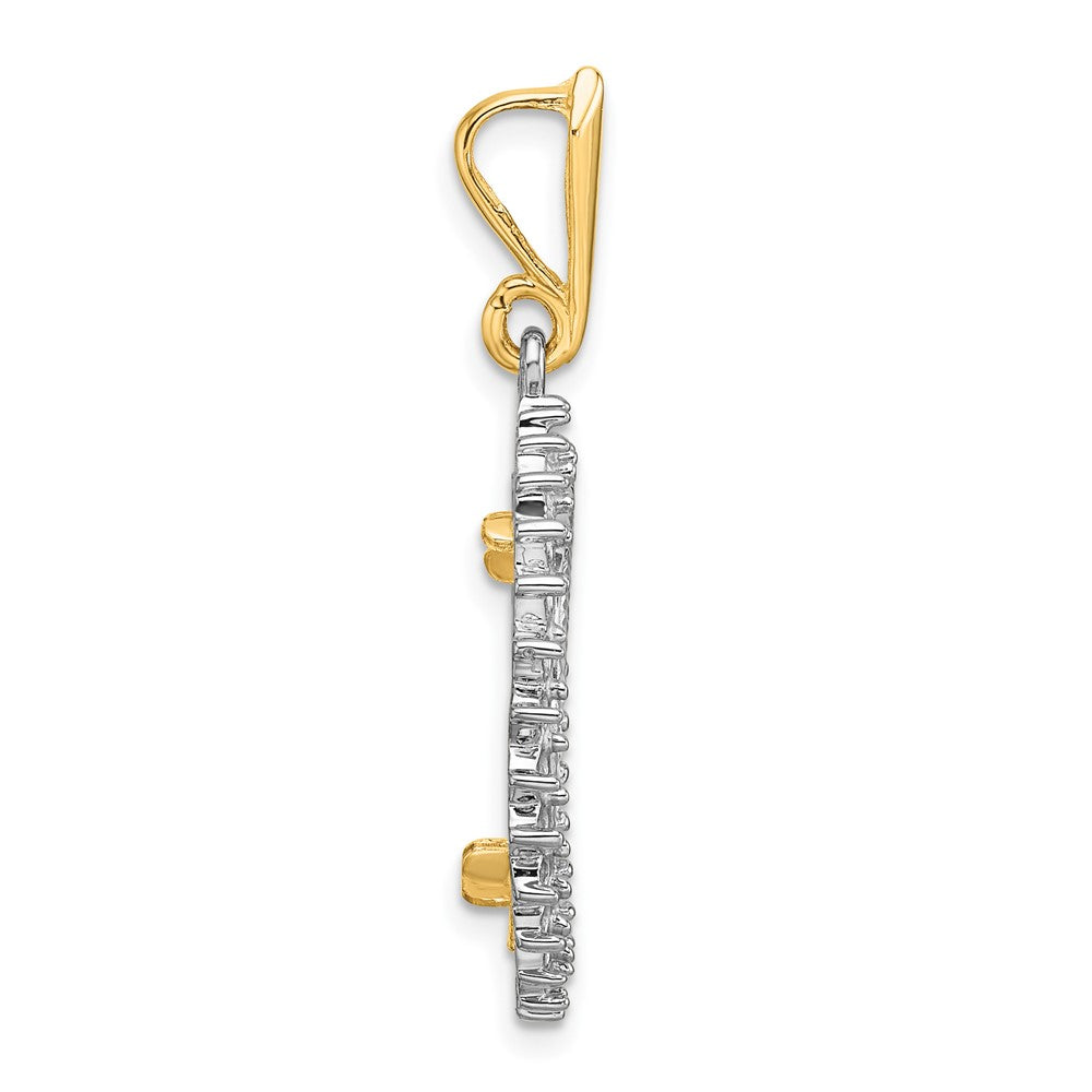 Wideband Distinguished Coin Jewelry 14k Two-tone Polished and Diamond-cut Diamond Circle 16.5mm Prong Coin Bezel Pendant Mounting