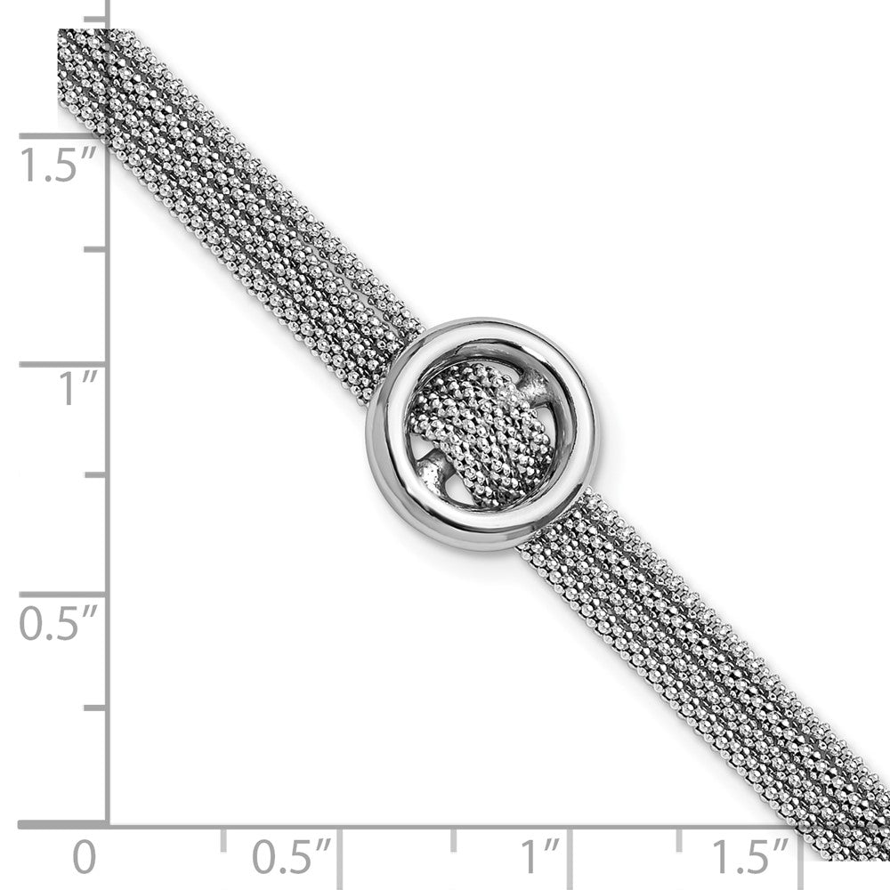 Sterling Silver RH-plat Circle Multi-strand w/1in ext. Bracelet 8  inches
