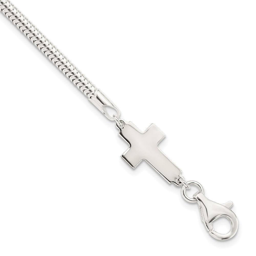 Sterling Silver Sideways Cross Bracelet 7.5 inches