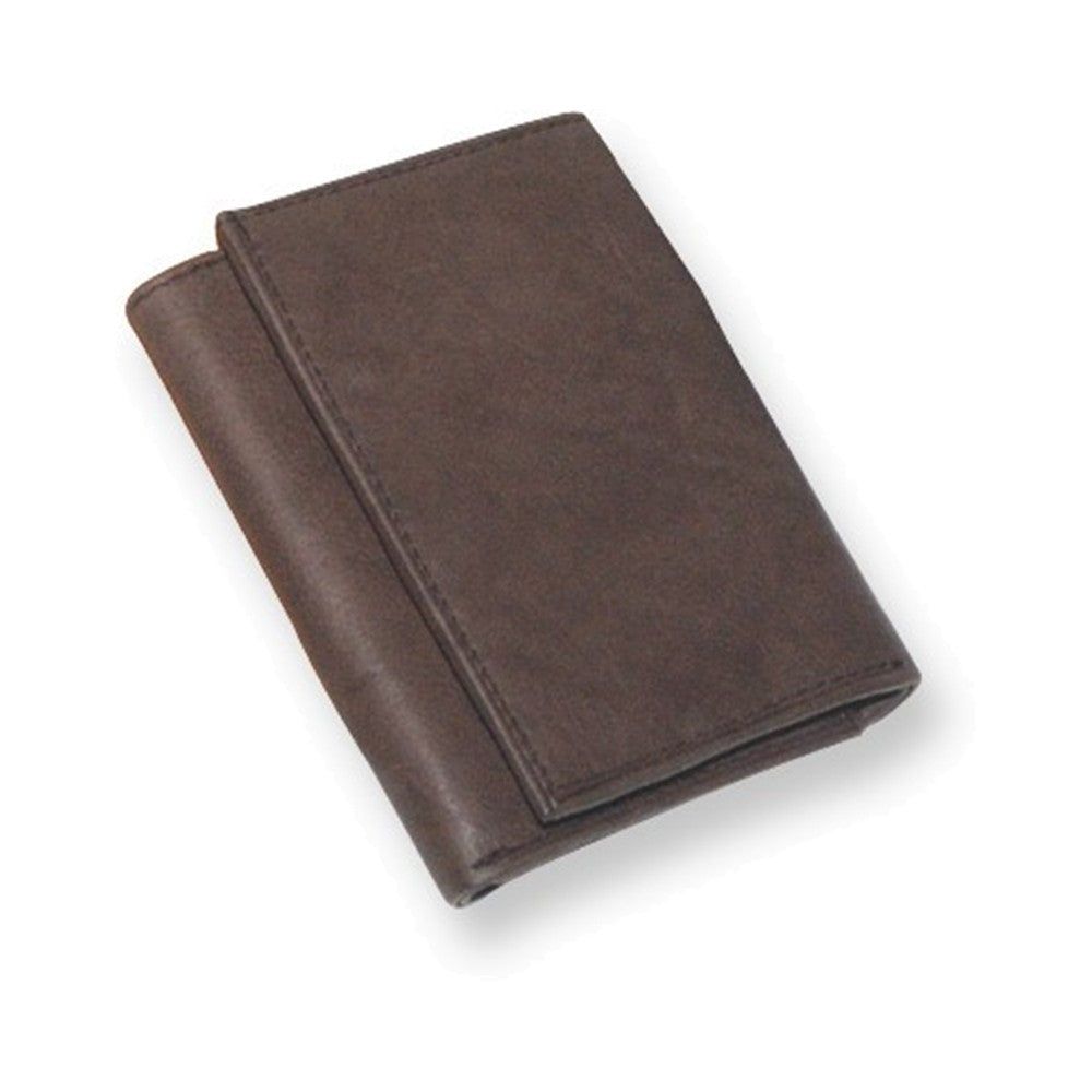 Mens Brown Leather Tri-fold Wallet