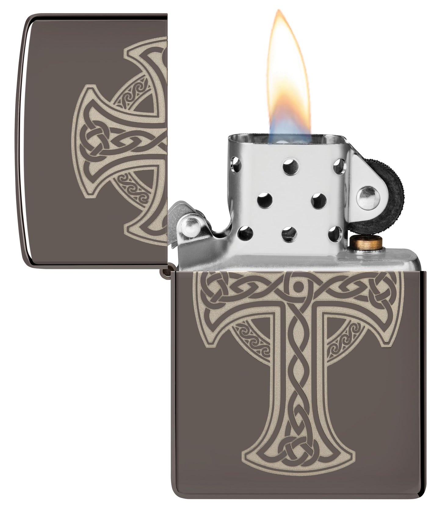Zippo 48614 Black Ice Celtic Cross Design Windproof Pocket Lighter
