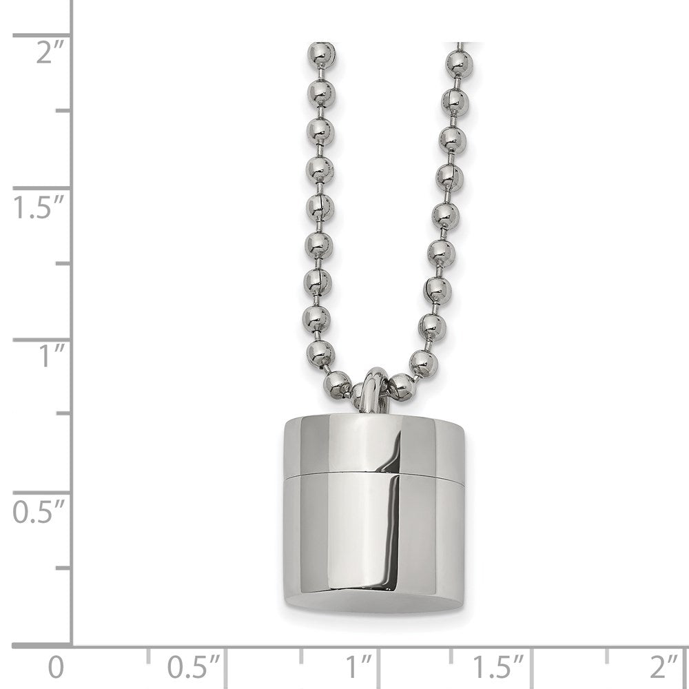 Stainless Steel Polished Capsule that Opens 22in Necklace