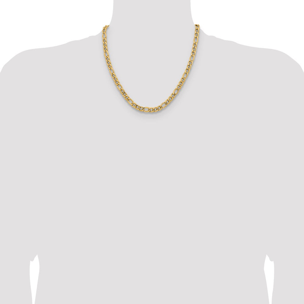 Chisel Stainless Steel Polished Yellow IP-plated 6.75mm 20 inch Figaro Chain