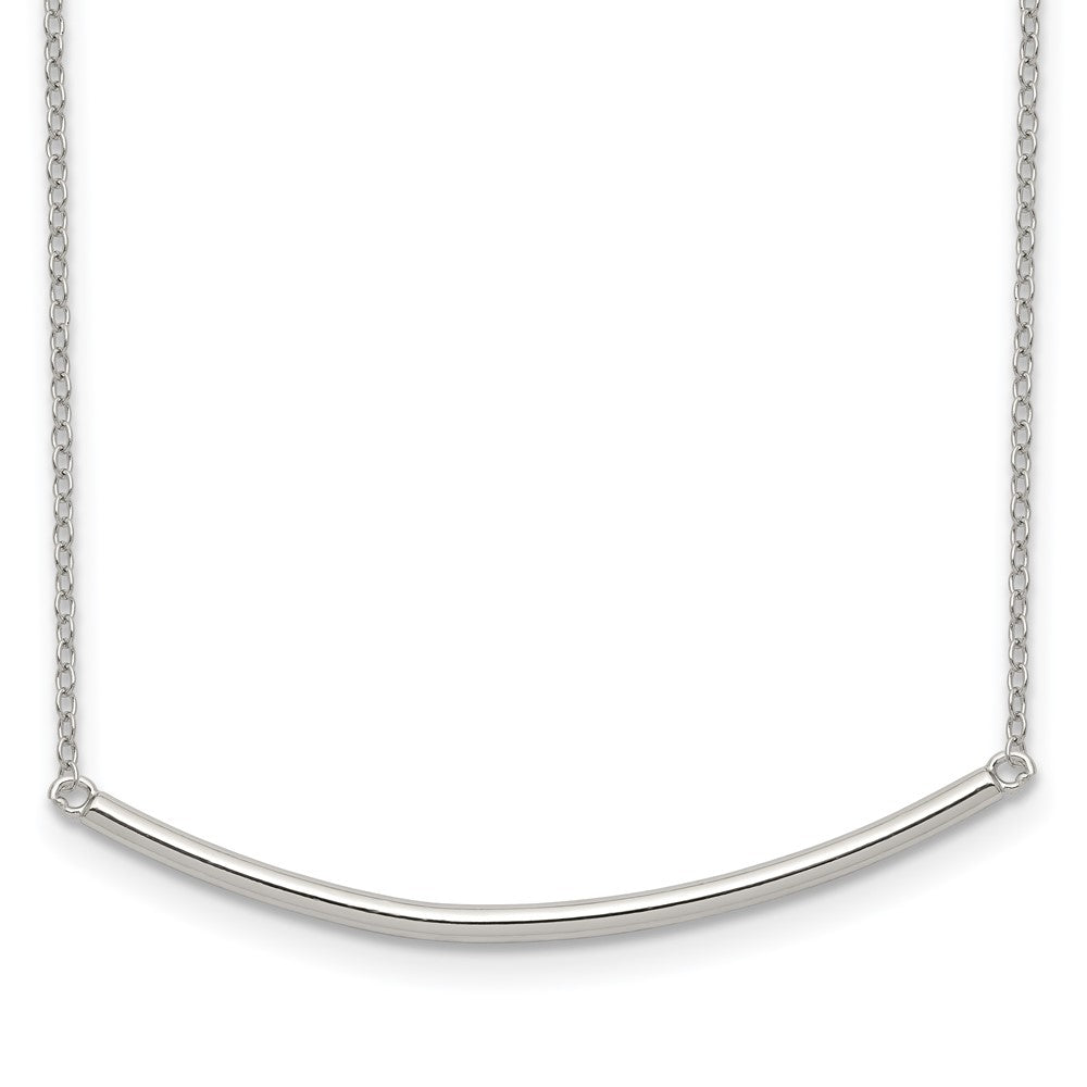Sterling Silver Rhodium-plated Polished w/1 inch ext. Bar Necklace 16 Inches