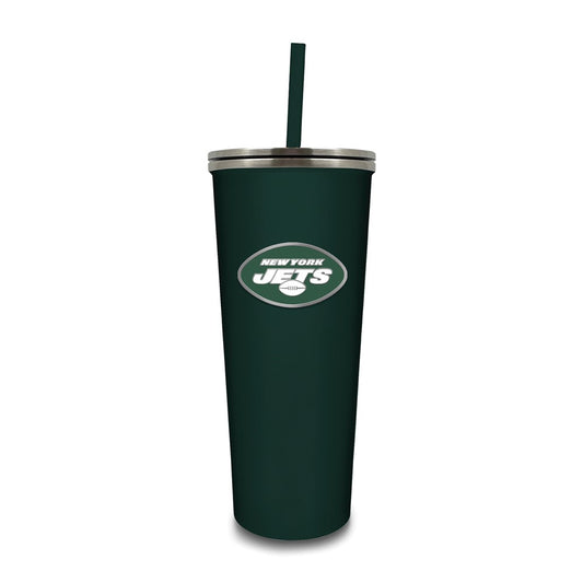 NFL New York Jets Stainless Steel 24 ounce Skinny Tumbler with Emblem and Straw