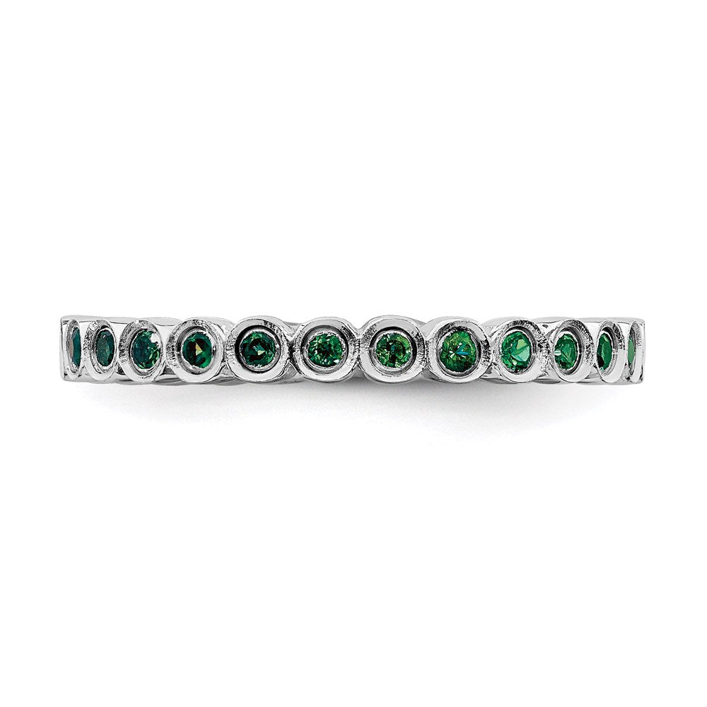 Sterling Silver Stackable Expressions Created Emerald Ring Size -7