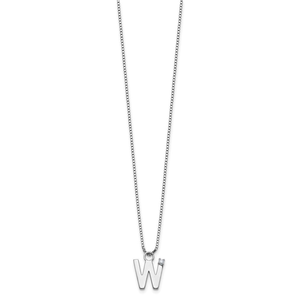 White Ice Sterling Silver Rhodium-plated 18 inch Diamond Letter W Initial Necklace plus 2 inch Extender 18 Inches