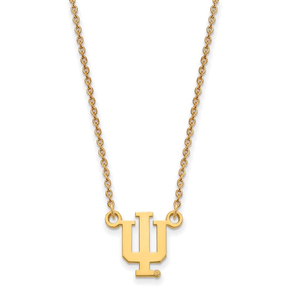 Sterling Silver Gold-plated LogoArt Indiana University I-U Small Pendant 18 inch Necklace QGP015IU-18