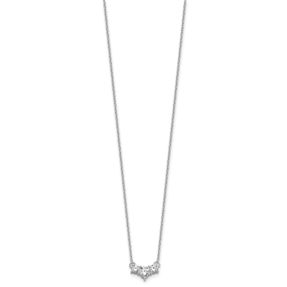 14k White Gold 3/4 carat Lab Grown Diamond VS/SI+ G+ 18 inch Three Stone Necklace