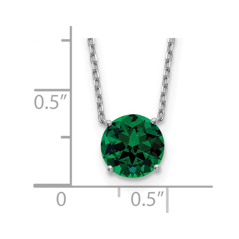Sterling Silver Rhodium Plated Green Swarovski Crystal 16.5 inch Necklace with 2 inch extension