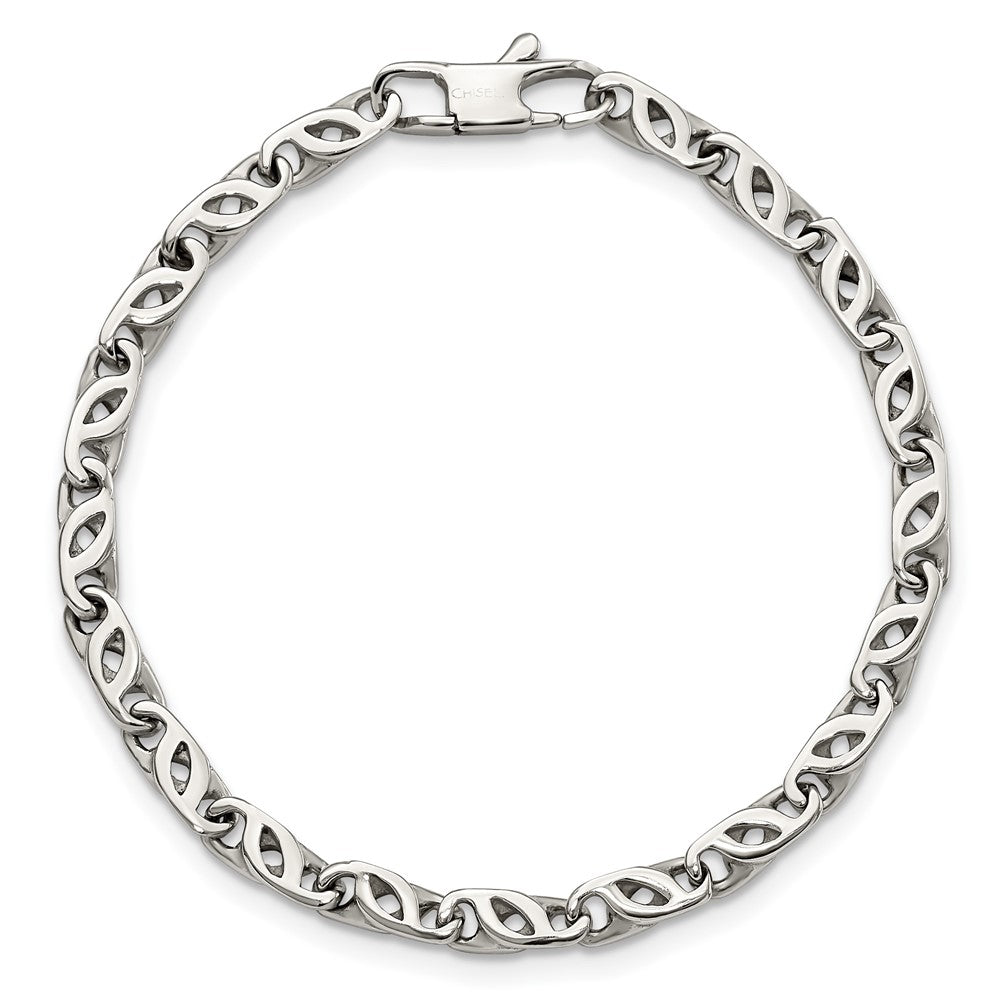 Stainless Steel Polished Fancy Link 7.5in Bracelet 7.25 inches