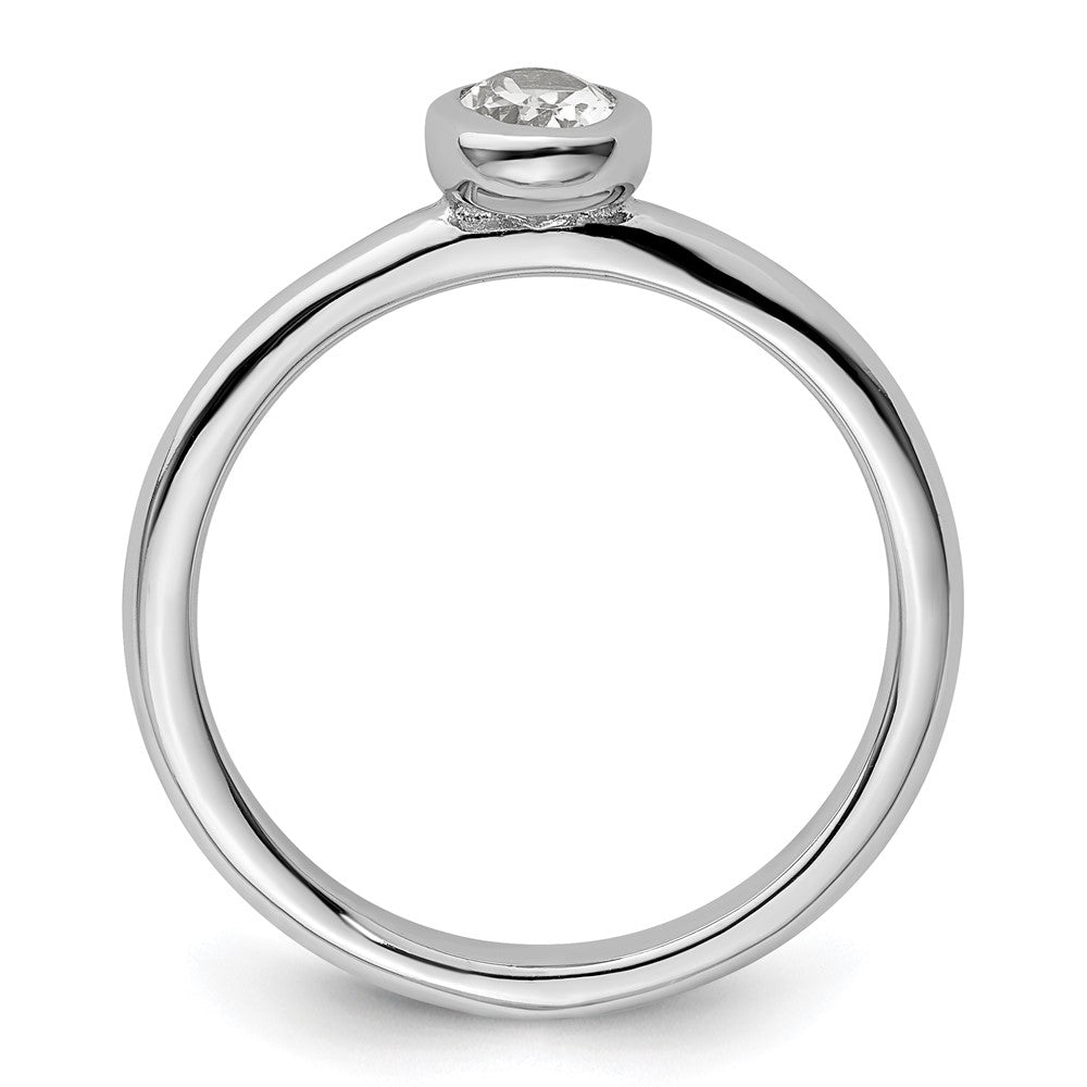 Sterling Silver Stackable Expressions Oval White Topaz Ring Size -10
