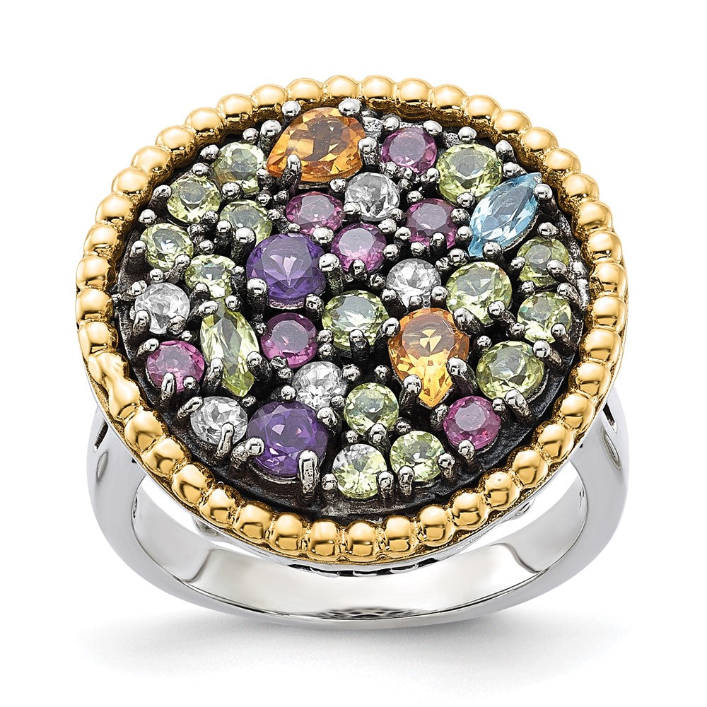 Sterling Silver w/14k Accent 1.88tw Multi Gemstone Ring