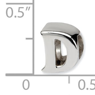 925 Sterling Silver Polished Reflections SimStars Letter Name Personalized Monogram Initial D Bead Charm 7.27x6.36mm Wid