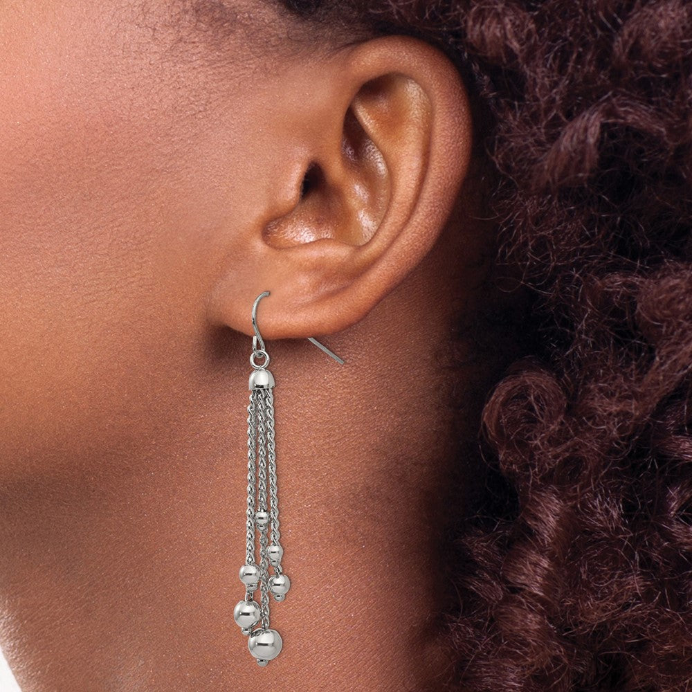 Stainless Steel Polished Dangle Shepherd Hook Earrings