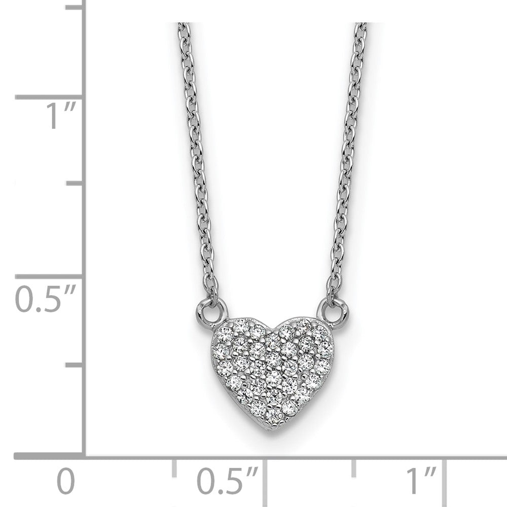 Cheryl M Sterling Silver Rhodium-plated Polished Pave CZ Heart Necklace 18 Inches