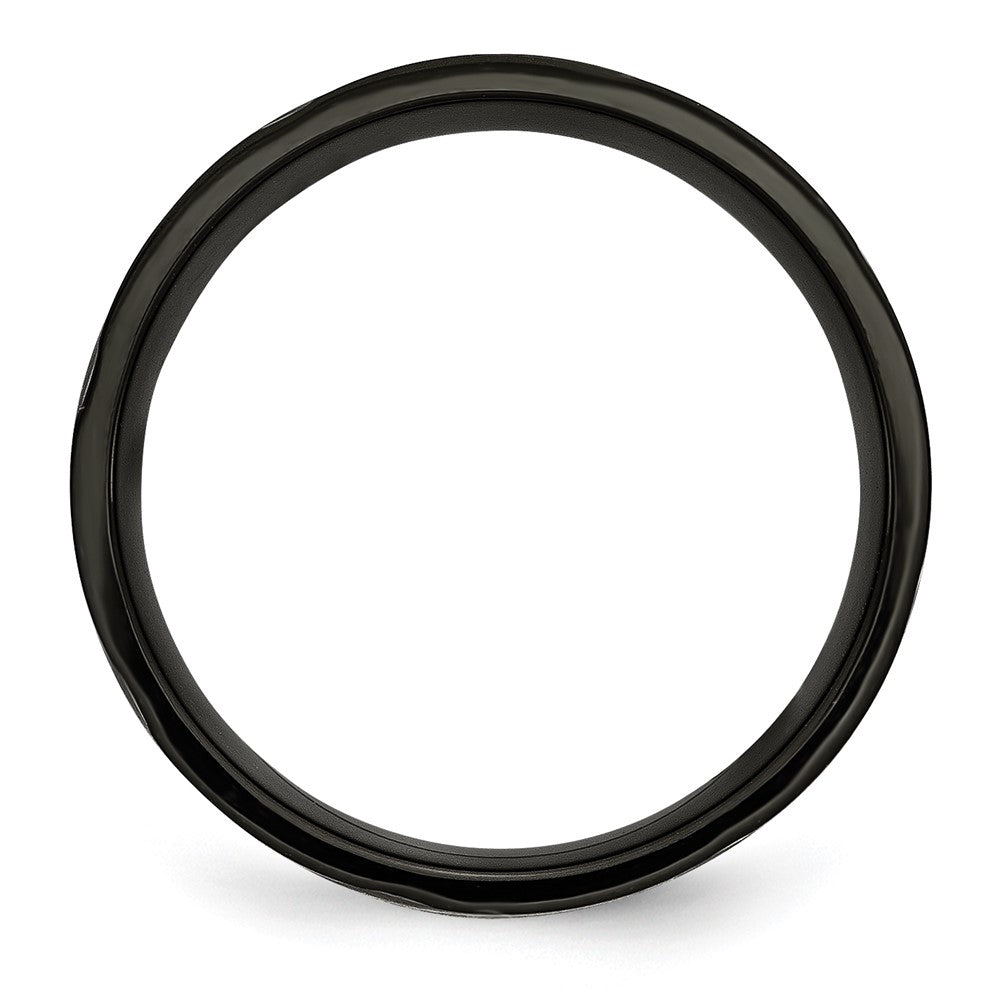 Titanium Brushed and Polished Black IP-plated Swirl Design 8mm Band Size - 12
