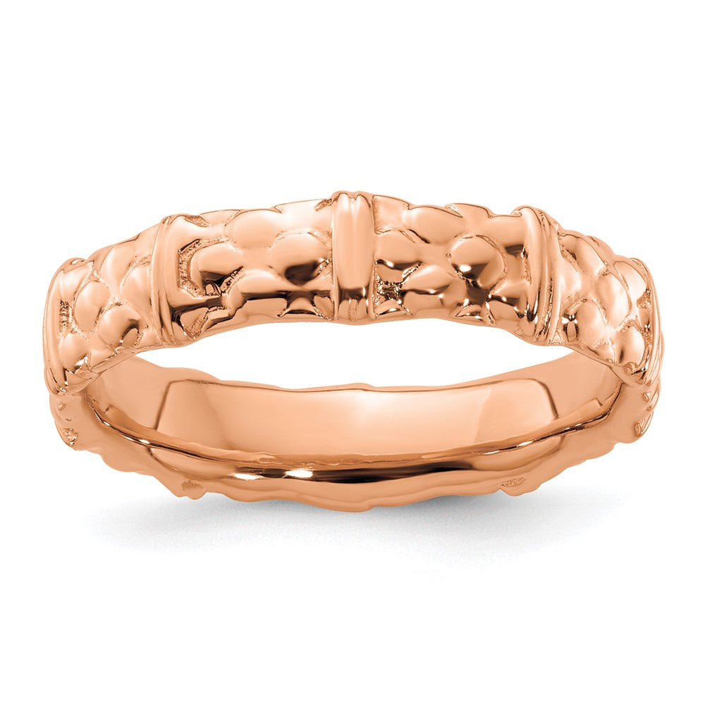 Sterling Silver Stackable Expressions Pink-plated Ring Size -6