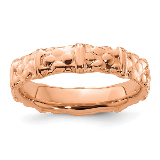 Sterling Silver Stackable Expressions Pink-plated Ring Size -6