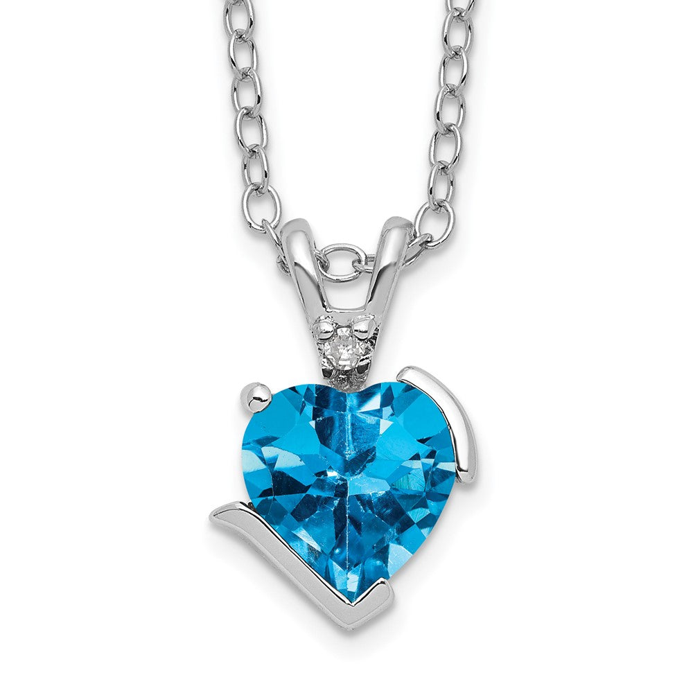 Sterling Silver Blue Topaz and Diamond 18 Necklace