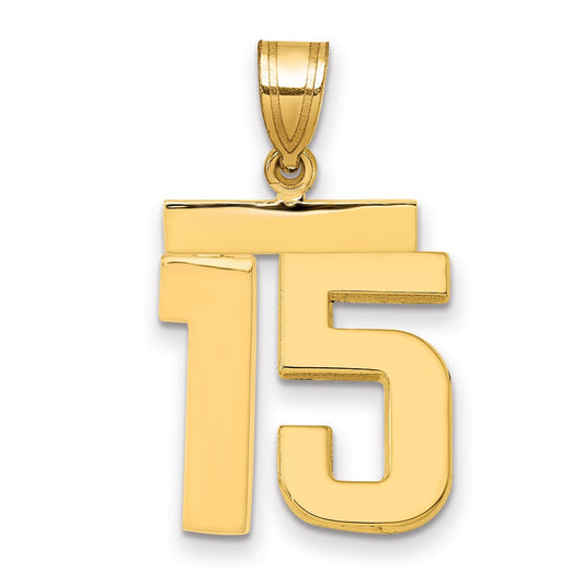 14k Medium Polished Number 15 Charm