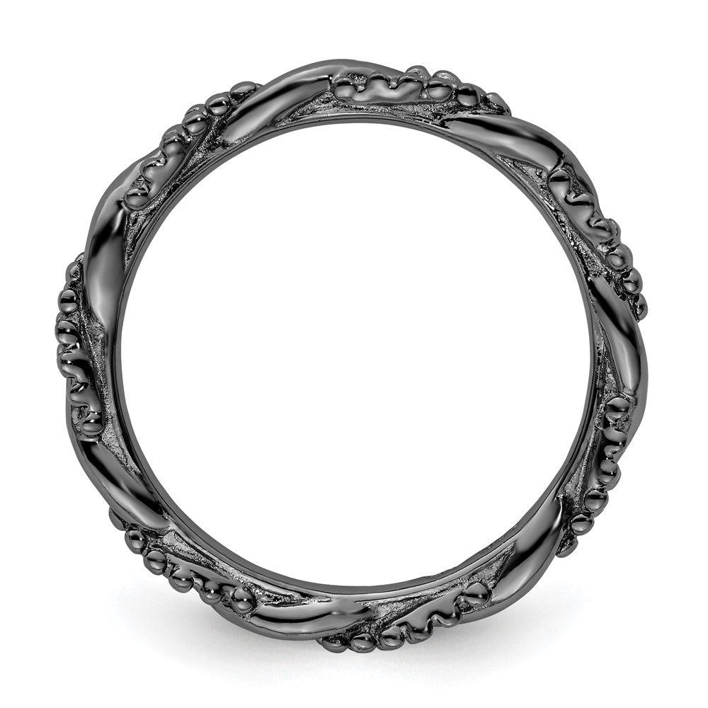 Sterling Silver Stackable Expressions Black-plated Twist Ring Size -6