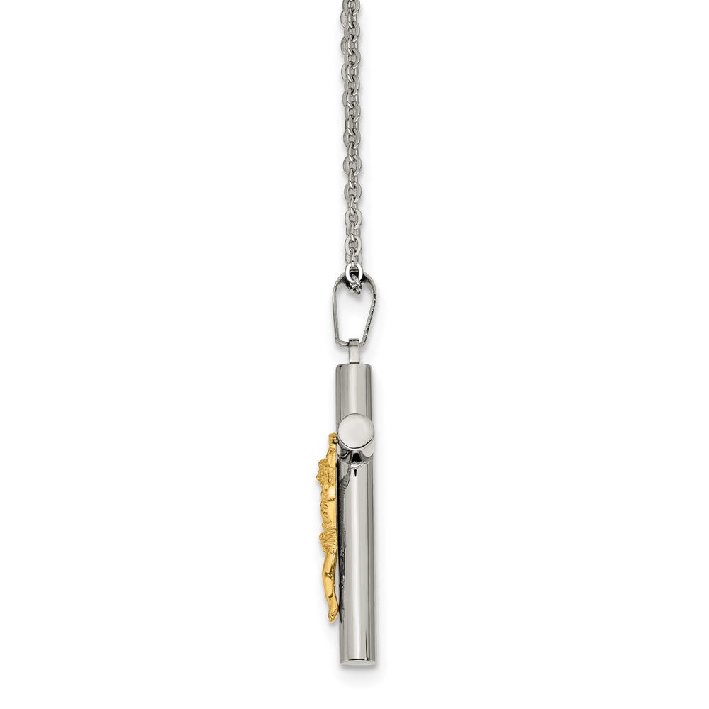 Stainless Steel Polished Yellow IP-plated Crucifix 20in Necklace