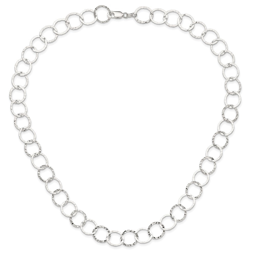 Sterling Silver Fancy Hammered Necklace 24 Inches