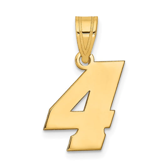 14k Polished Block Number 4 Pendant