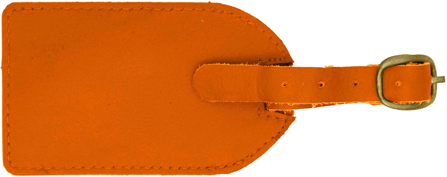 Orange Leather Luggage Tag with Buckle Strap QGM22551