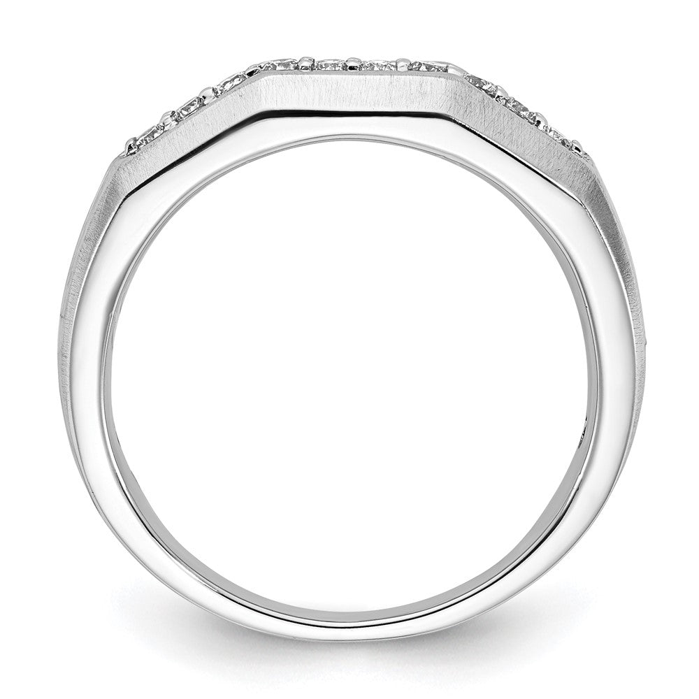 10K White Gold Polished & Satin Diamond Men's Band
