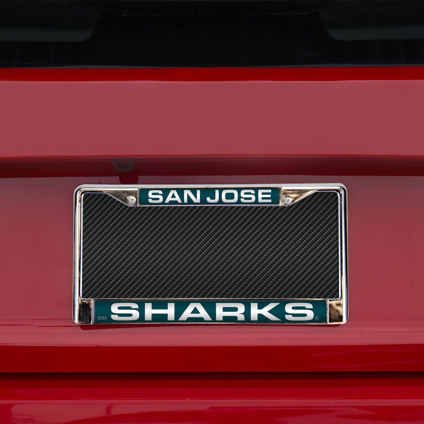 San Jose Hockey Shark's Chrome Metal Laser Cut License Plate Frame