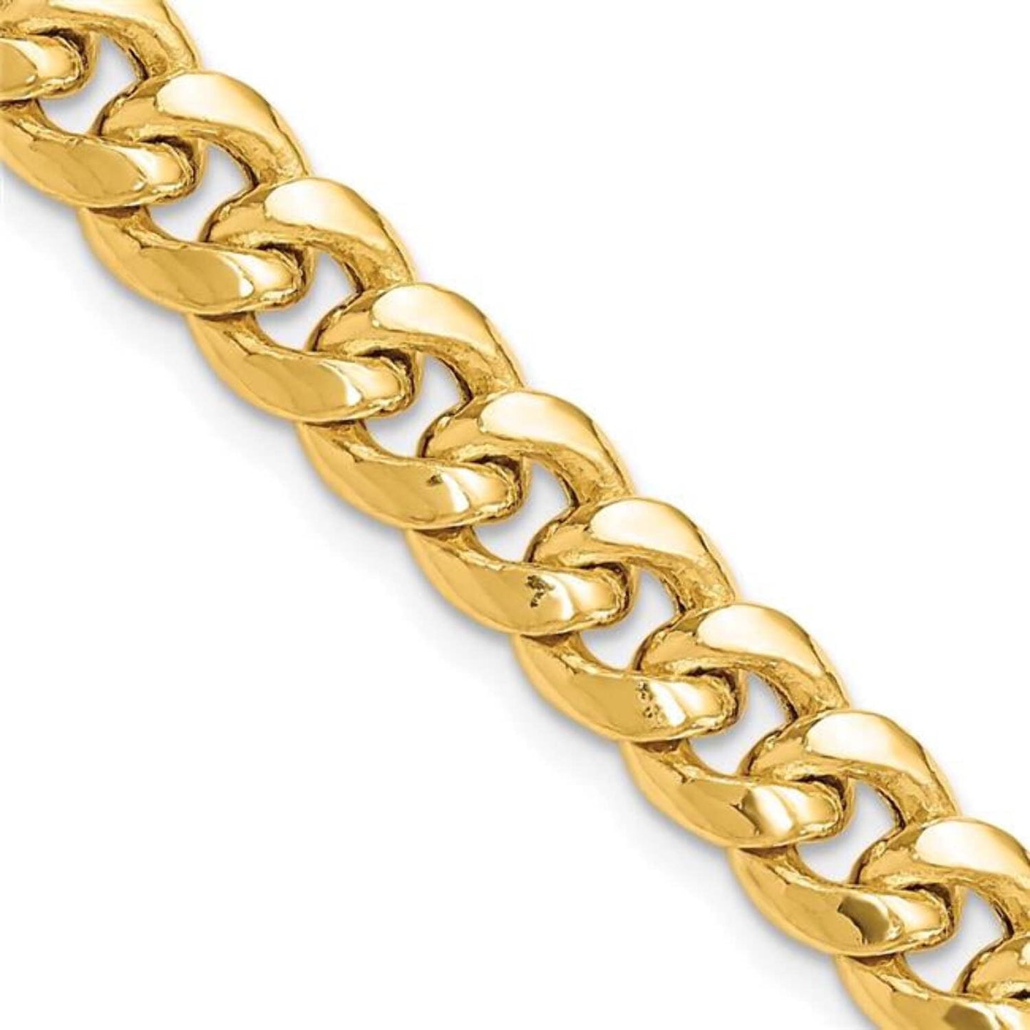 7.3mm 14k Yellow Gold Polished Lobster Claw Closure Hollow Comfort Curb Chain Bracelet 8 Inch -  Jewelry Gift for Mom