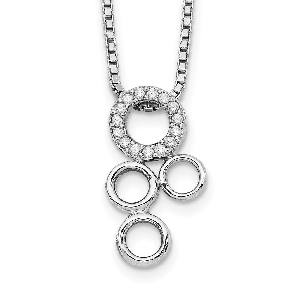 White Ice Sterling Silver Rhodium-plated 18 Inch Diamond Circles Slide Pendant Necklace with 2 Inch Extender 18 Inches