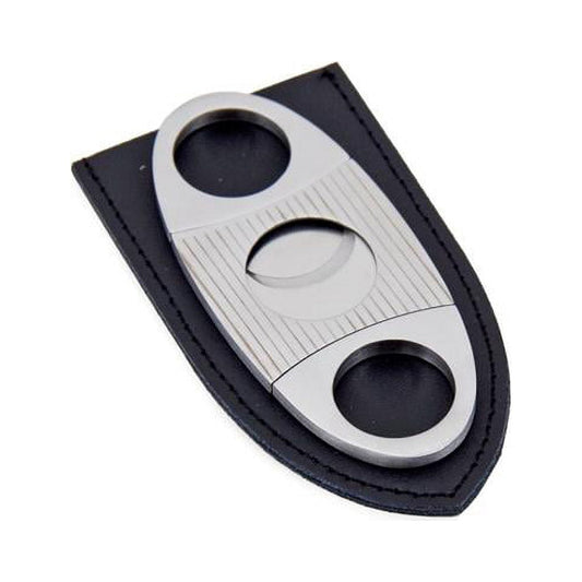 Bey-Berk International C109 Stainless Steel Guillotine Cigar Cutter with Leather Pouch, Silver