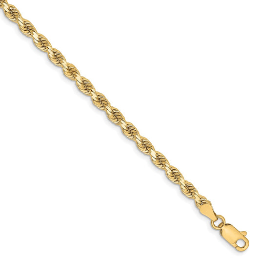 10K 3.25mm Diamond-Cut Rope Chain 7  inches