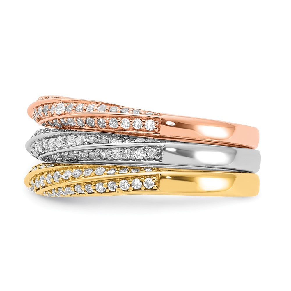 10k Tri-color Diamond Stackable Rings
