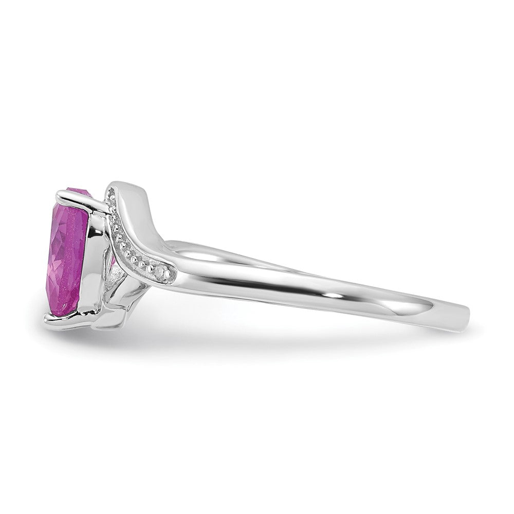 Sterling Silver Diamond & Created Pink Sapphire Heart Ring & Necklace Set