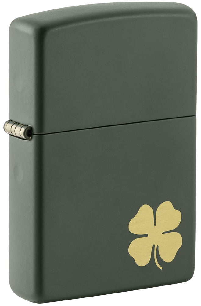 Zippo Four Leaf Clover Green Matte Pocket Lighter