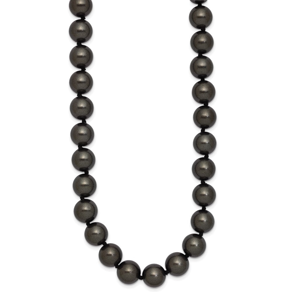 Majestik Sterling Silver Rhodium-plated 10-11mm Black Imitation Shell Pearl Hand-knotted Necklace 18 Inches