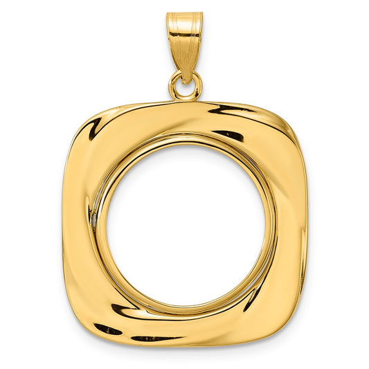 14k Polished Riptide with 18.0mm Prong Coin Bezel Pendant