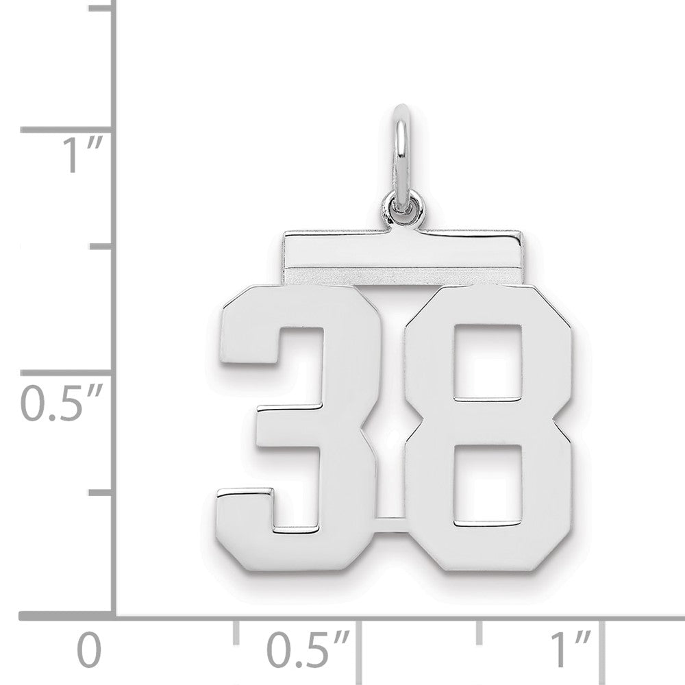 Sterling/Silver Rhodium-plated Polished Number 38 Charm