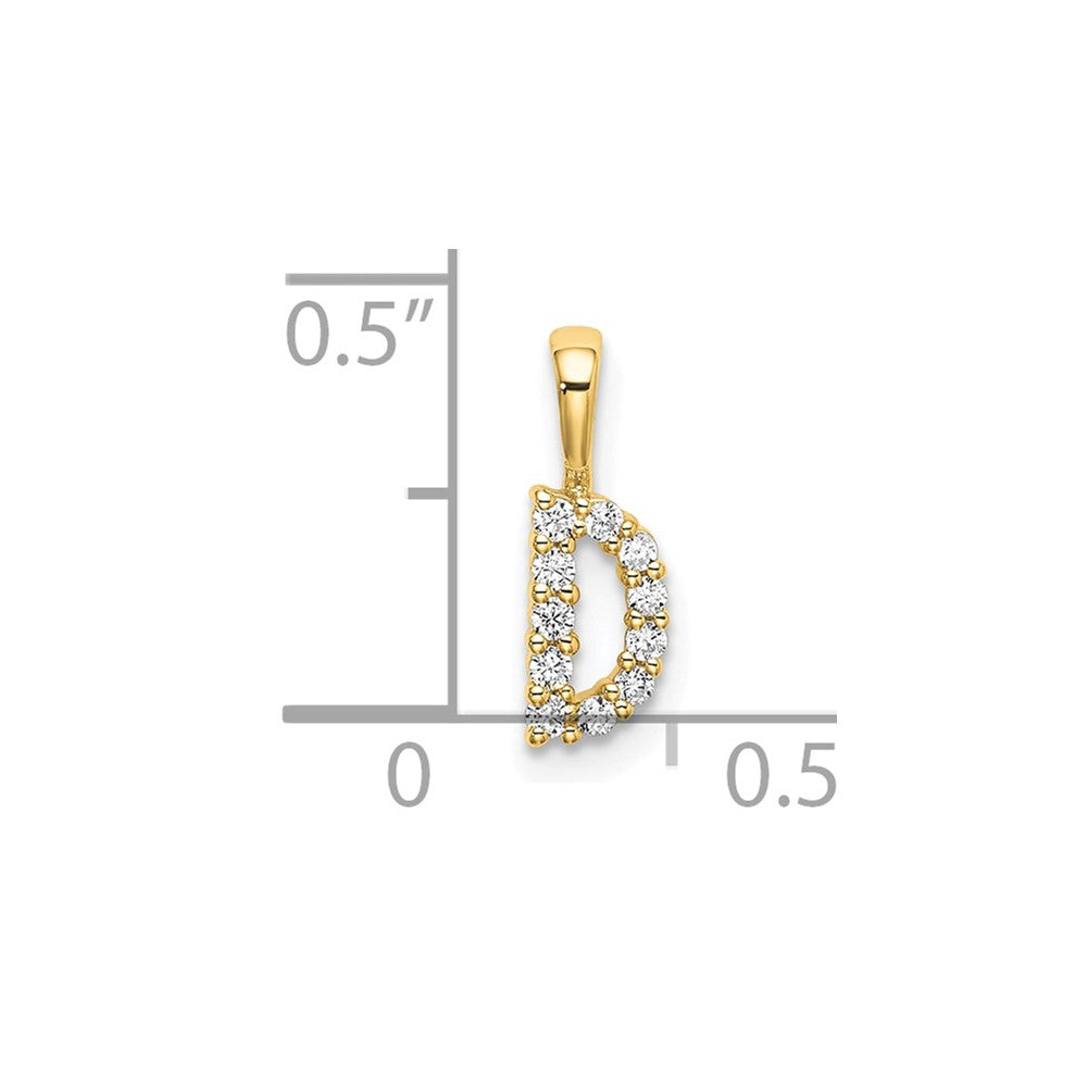 14k 1/10 carat Lab Grown Diamond VS/SI+ G+ Letter D Initial Pendant