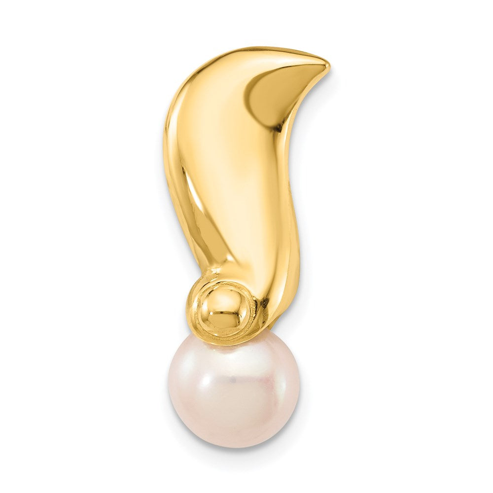 14K 7-8mm White Round Freshwater Cultured Pearl Chain Slide