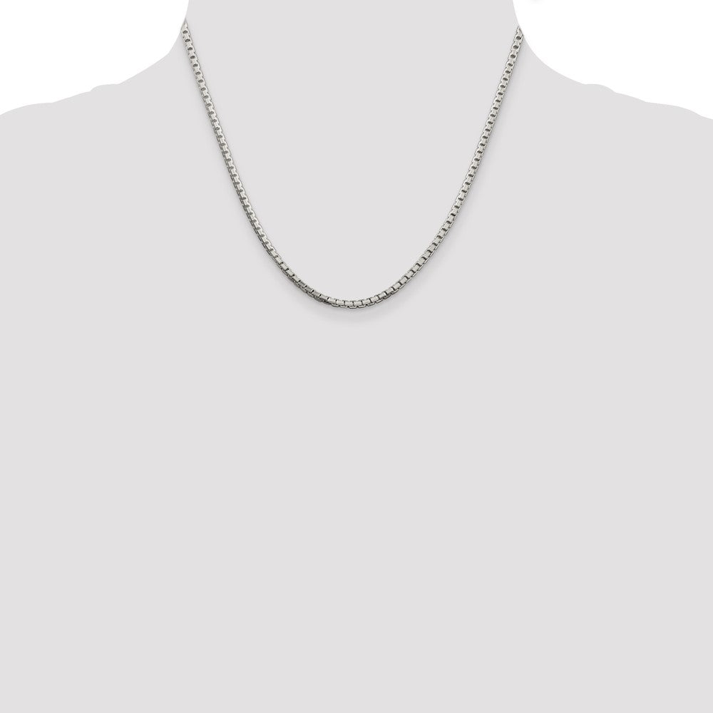 Sterling Silver 2.5mm 8 Sided Diamond-cut Box Chain 18 Inches