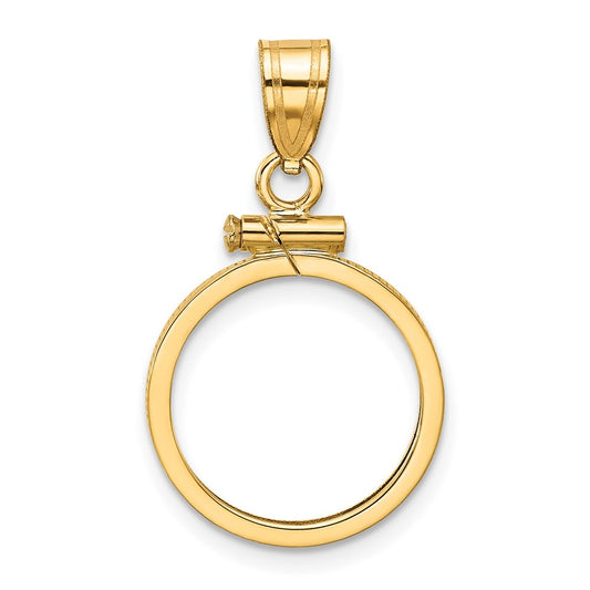 Wideband Distinguished Coin Jewelry 14k Polished 15.0mm x 0.8mm Screw Top Coin Bezel Pendant
