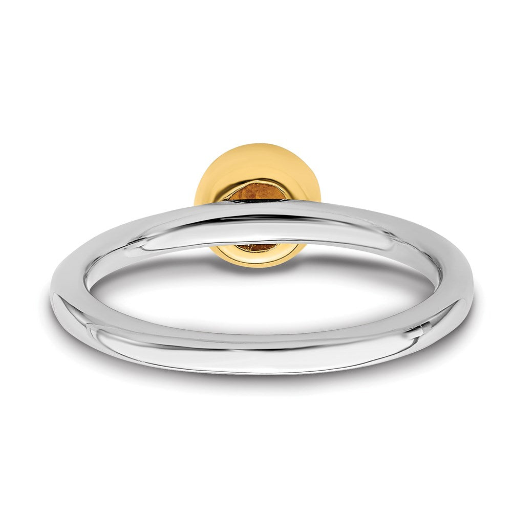 Sterling Silver Stackable Expressions w/Gold-plate Citrine Ring Size -10